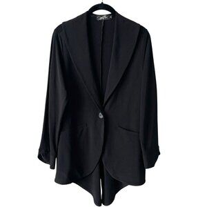 Sympli Single-Breasted Long Sleeve Lower Back Hem Casual Blazer Jacket Black 8